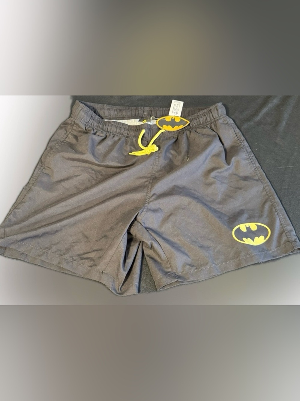 Batman Logo Swim Shorts with Neon Yellow  Drawstring Size L
